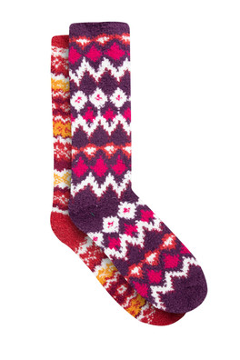 Park Womens Fluffy Socks 2 Pack - Rust Leaves