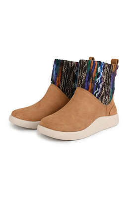 Scandi Slouch Womens Faux Fur Lined Suede Boot - Tan/Multicolour