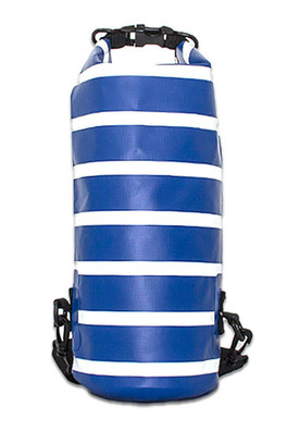 5L Waterproof Dry Bag Backpack - Blue and White Stripes