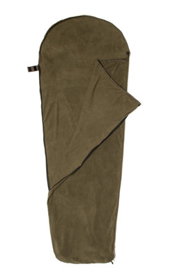 Fleece Sleeping Bag Liner with Zip - Olive Green