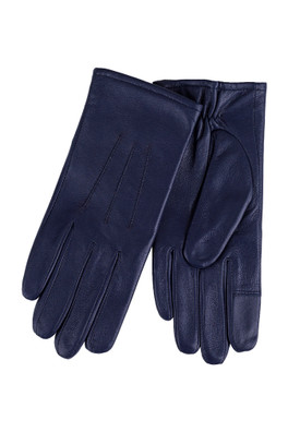 Womens Three Point Leather Glove - Navy