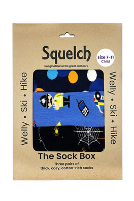 Set of Three Kids Welly Socks in a Gift Box - Services/Cobwebs/Spots