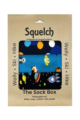 Set of Three Kids Welly Socks in a Gift Box - Puppies/Space/Spots