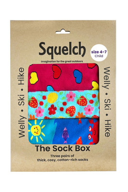 Set of Three Kids Welly Socks in a Gift Box - Strawberry/Hearts/Sea