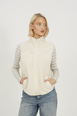 Zip Through Womens Fleece Gilet - Cream