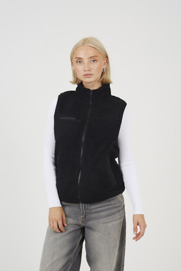 Zip Through Womens Fleece Gilet - Black