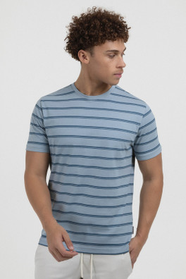Mens Horizontal Striped T-Shirt - Blue