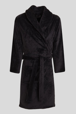 Osterley Mens Waffle Texture Fleece Dressing Gown - Black