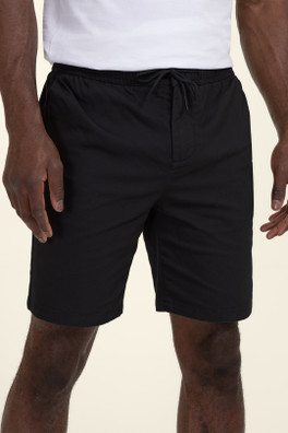 Mens Drawstring Waist Stretch Chino Shorts - Black