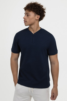 Mens 1/4 Zip Heavy T-Shirt - Navy