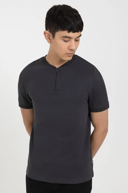 Mens 1/4 Zip Heavy T-Shirt - Slate