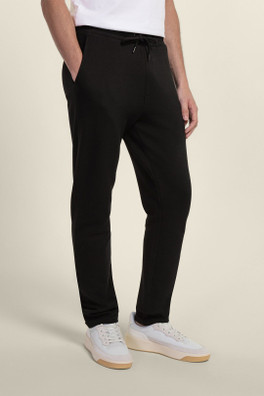 Mens Pique Interlock Turn Up Jogger - Black