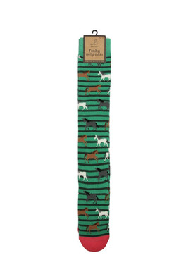 Womens Outdoor Funky Patterned Welly Socks - Galloping Horses