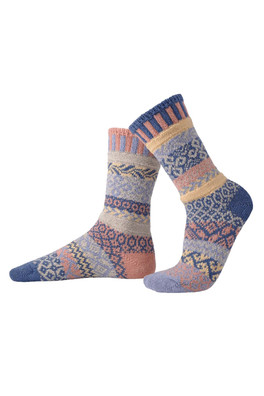 Unisex Mismatched Striped Pattern Crew Sock - Mirage