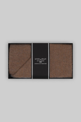 Mens Herringbone Boxed Scarf - Tan