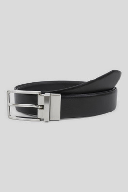 Lowfield Mens Textured Reversible Leather Belt - Black