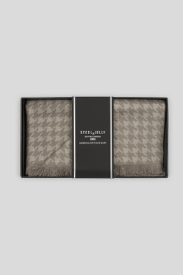 Mannings Mens Houndstooth Boxed Scarf - Stone