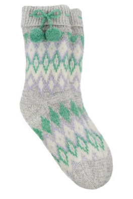 Womens Fair Isle Chenille Slipper Socks - Fair isle