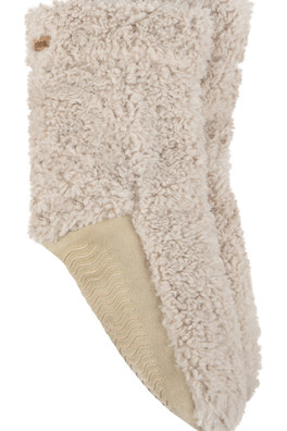 Womens Faux Fur Bootie Slipper Socks - Cream