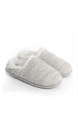 Womens Sparkle Knit Mule Slippers - Light Grey