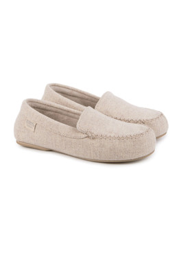 Womens Textured Moccasin Slipper - Light Brown