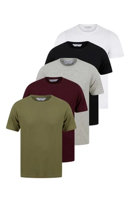 Cotton Mens 5-Pack Short Sleeve T-Shirts - Wine