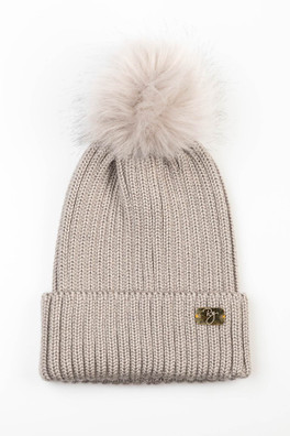 Bella Womens Pom Pom Beanie Hat - Silver