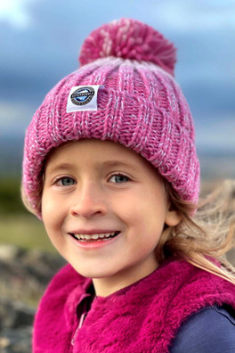 Kids Gradient Rib Knit  Super Bobble Hat - Rose Pink
