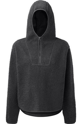 Sherpa Fleece Womens Quarter Zip Hoodie - Charcoal Grey