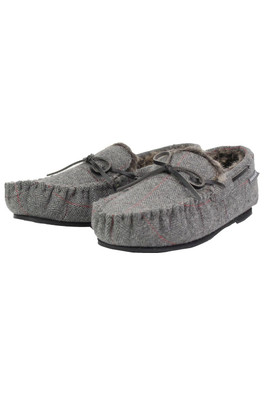 Mens Cushioned Memory Foam Moccasin Slippers - Charcoal