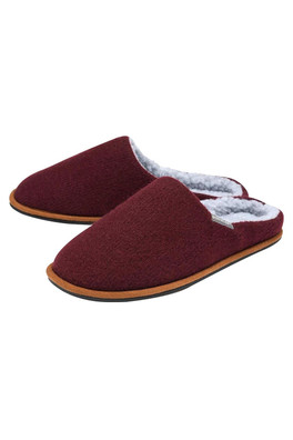 Mens Plush Lined Mule Slippers With Memory Foam - Burgundy