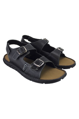 Mens Summer Beach Leather Sandals - Black