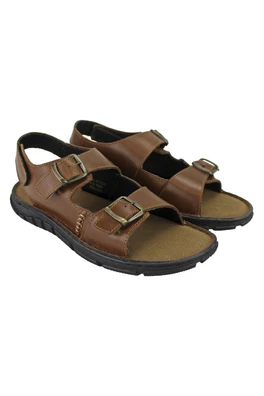 Mens Summer Beach Leather Sandals - Brown