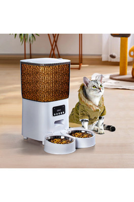 5L Dual Power Supply Smart Pet Feeder - WHITE-Button Version
