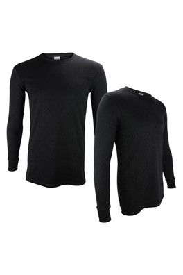 2 Pack Mens Thermal Fleece Base Layer Top - Black