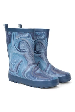 Dash Kids Watercolour Rubber Welly - Dark Blue