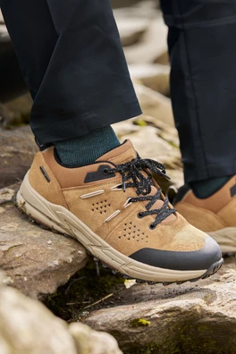 Zenith Mens Waterproof Suede Walking Shoes - Dark Beige