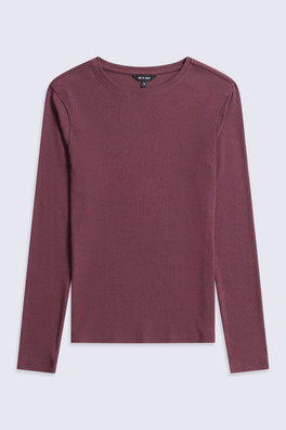 Women's Evo Rib Crew Long Sleeve Top - Dark Burgundy