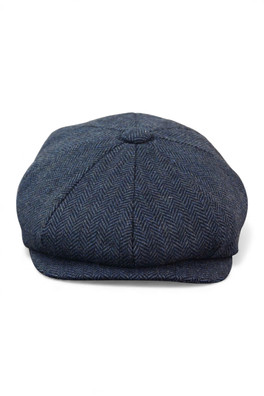 Mens Peaky Blinders Blue Tweed Flat Baker Hat - Blue