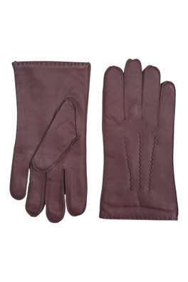 Mens Italian Leather Warm Stich Design Gloves - Brown