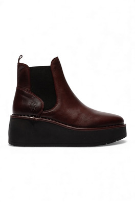 Womens HELY268 Chelsea Leather Ankle Pull-On Boots - Burgundy