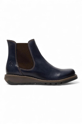 Womens SALV Chelsea Leather Ankle Wedge Heel Boots - Blue