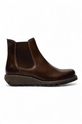 Womens SALV Chelsea Leather Ankle Wedge Heel Boots - Brown