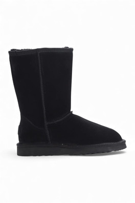 Womens Sheepskin Suede Slip-On Winter Dusk Boots - Black