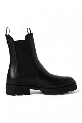 Womens Leather High Pull-On Chelsea Ankle Boots - Black