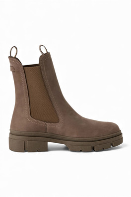 Womens Leather High Pull-On Chelsea Ankle Boots - Taupe