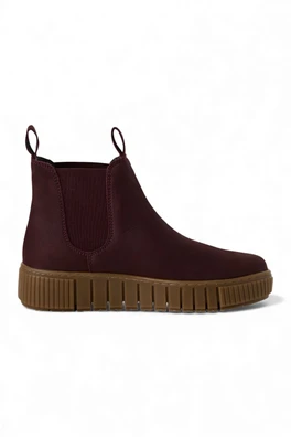 Womens Leather Chelsea Ankle Boots - Burgundy