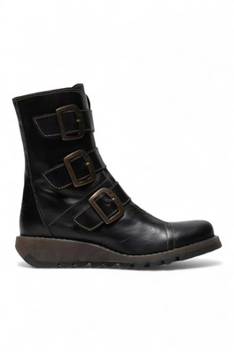 Womens SCOP110 Chelsea Leather Zip Biker Boots - Black
