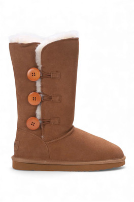Womens Sheepskin Suede Winter Calf Willow Boots - Tan