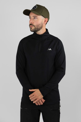 Mens Thermal Base Layer Top 1/4 Zip - Black
